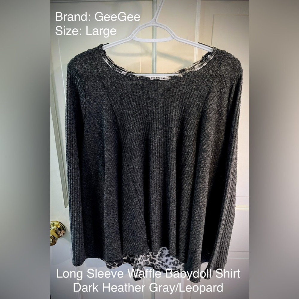 Long Sleeve Waffle Babydoll Shirt